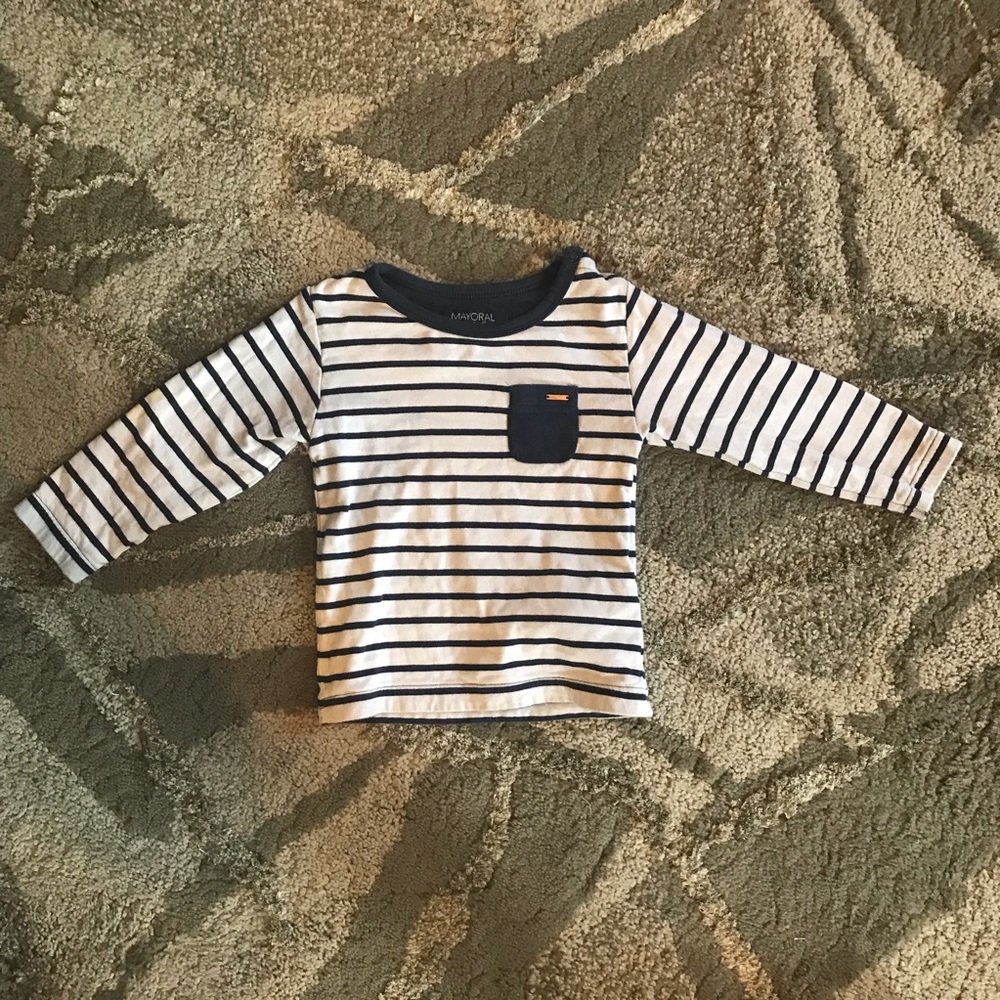 MAYORAL Navy Blue Striped Long Sleeve Shirt